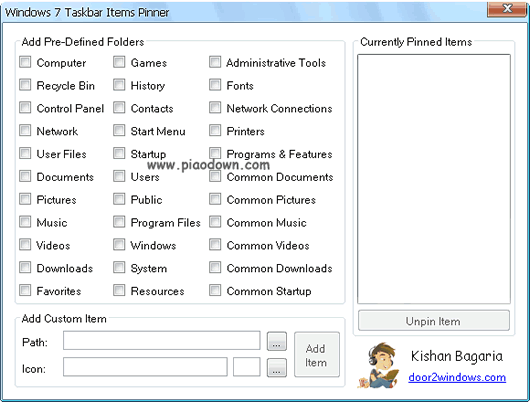 Windows 7 Taskbar Items Pinner(ļ)