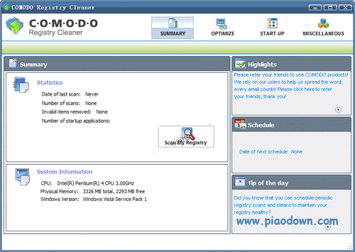 COMODO Registry Cleaner(Windows)