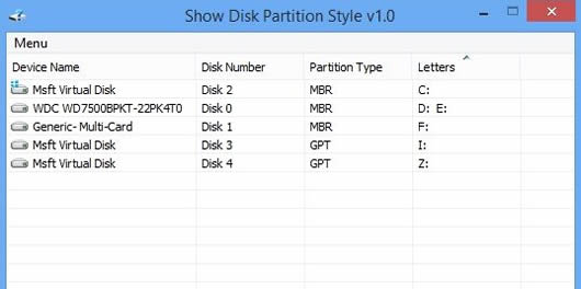Ӳ̷ʽ鿴(Show Disk Partition Style)