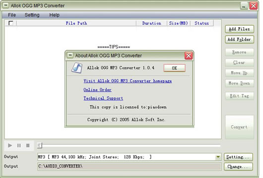 Allok OGG MP3 Converter(Ƶת)